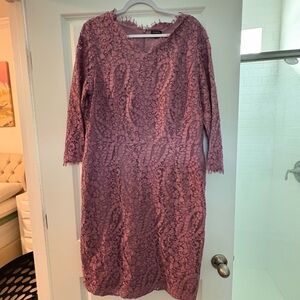 Talbots Mauve Lace Long Sleeve Dress